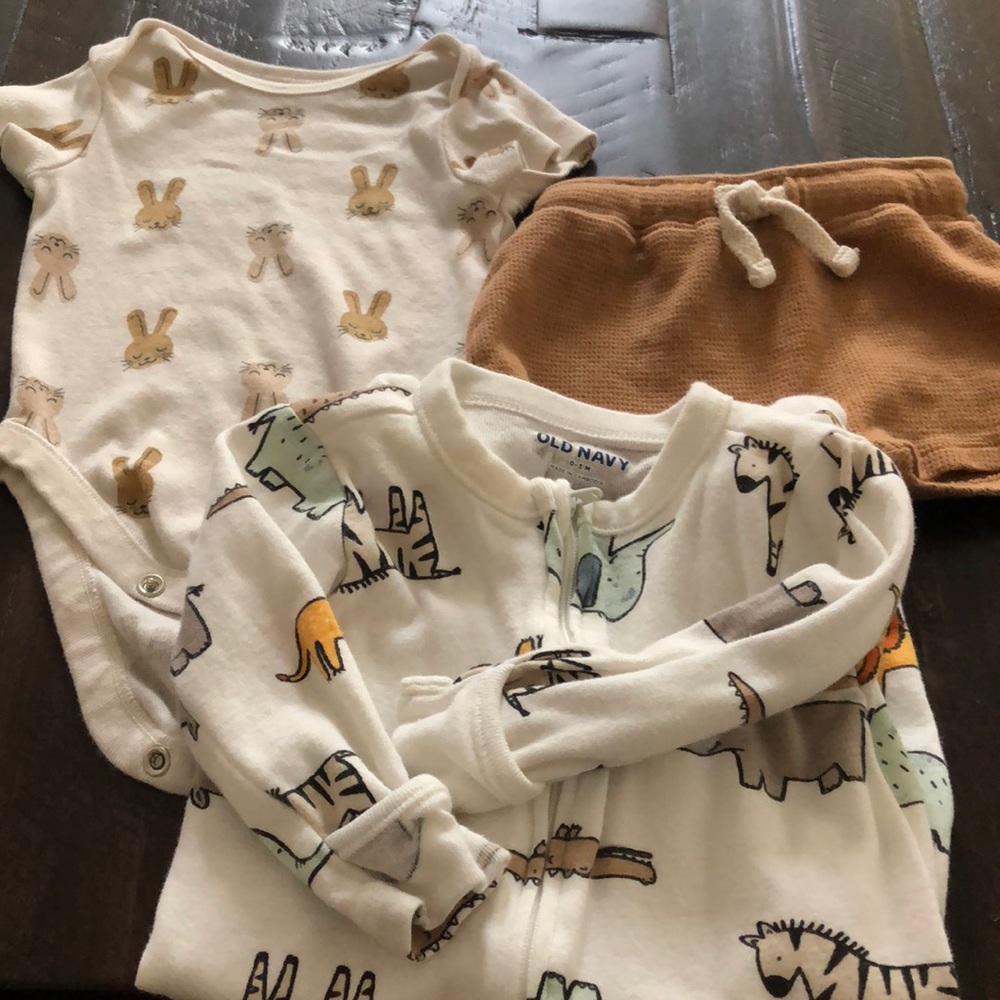 Old Navy Set and onesie0-3 Mos.
